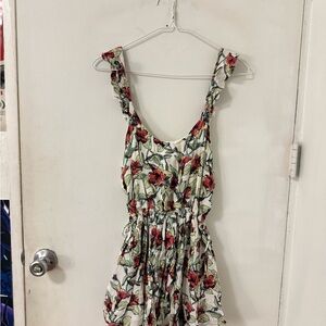 Free People Floral Mini Dress - Red and Green